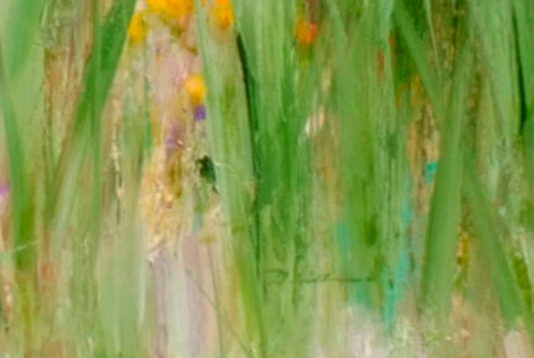 Field with Iris, Cornflower, poppies and wildflowers - Contemporary Painting by D. LEUNG 