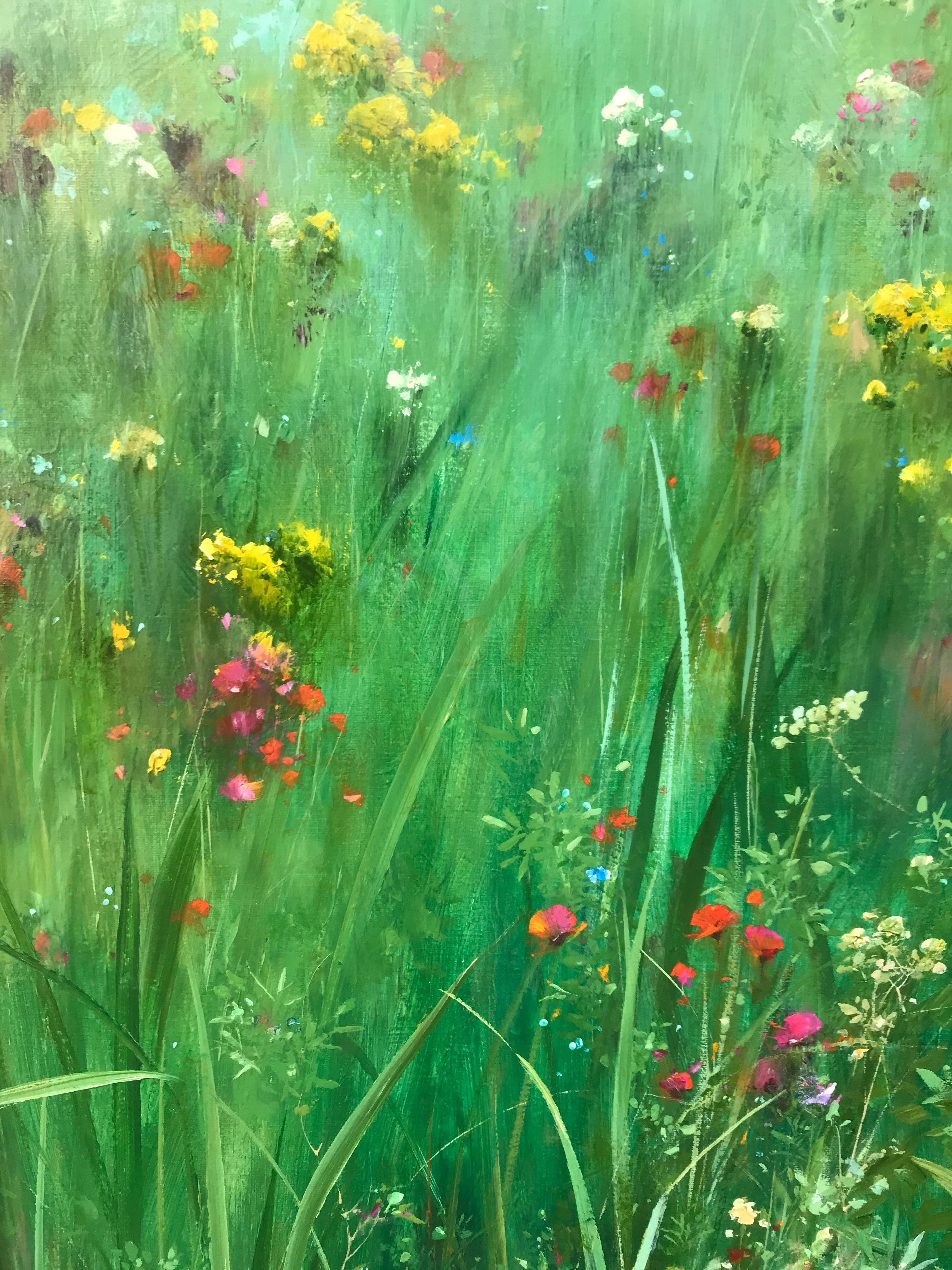 Field with Iris, Cornflower, poppies and wildflowers For Sale 3