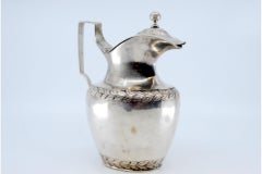 D. Maria-style silver milk jug with palms, frieze & knobbed lid