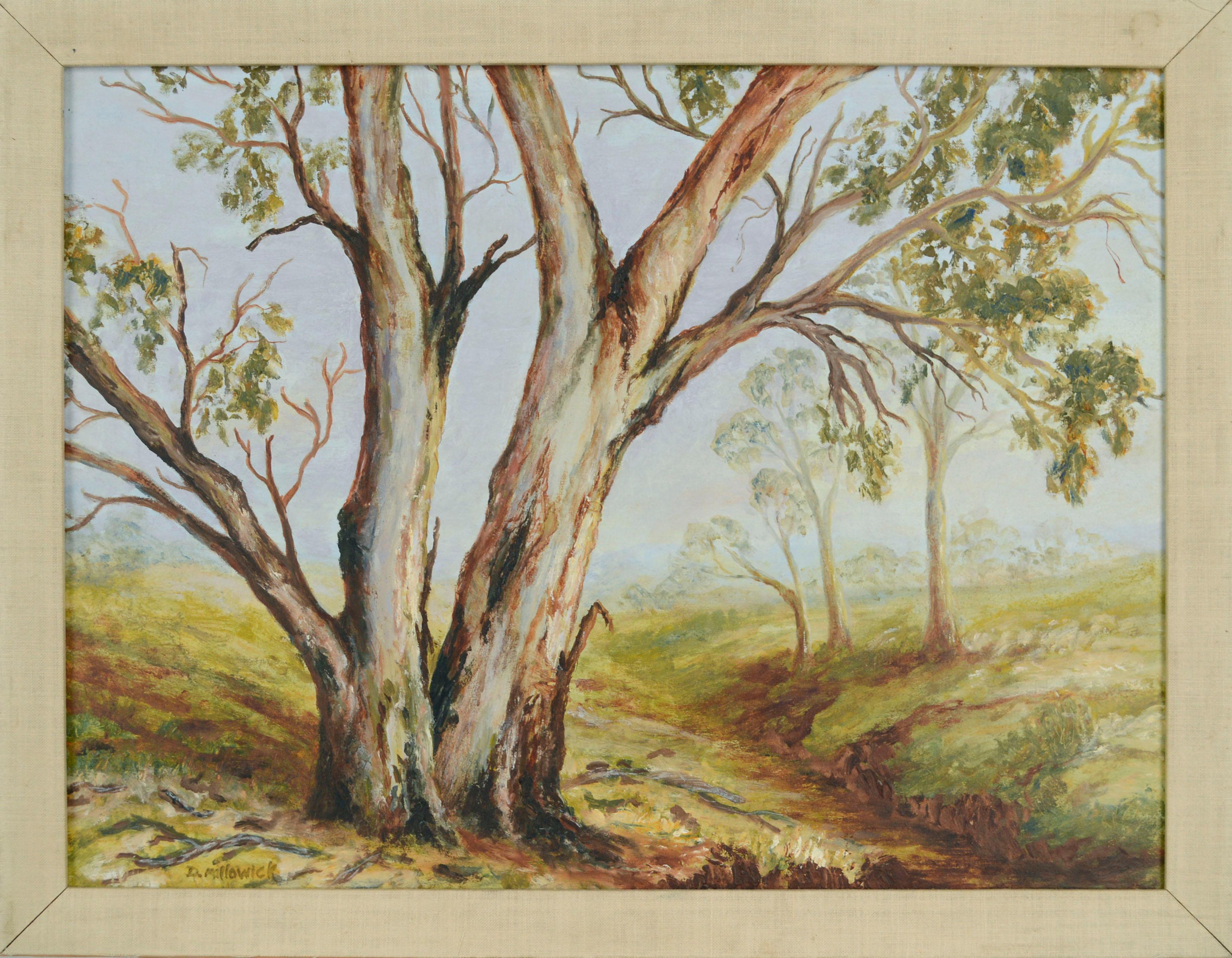 D. Millowick Landscape Painting - "Gawler Gums", Australian Gum Trees Landscape 