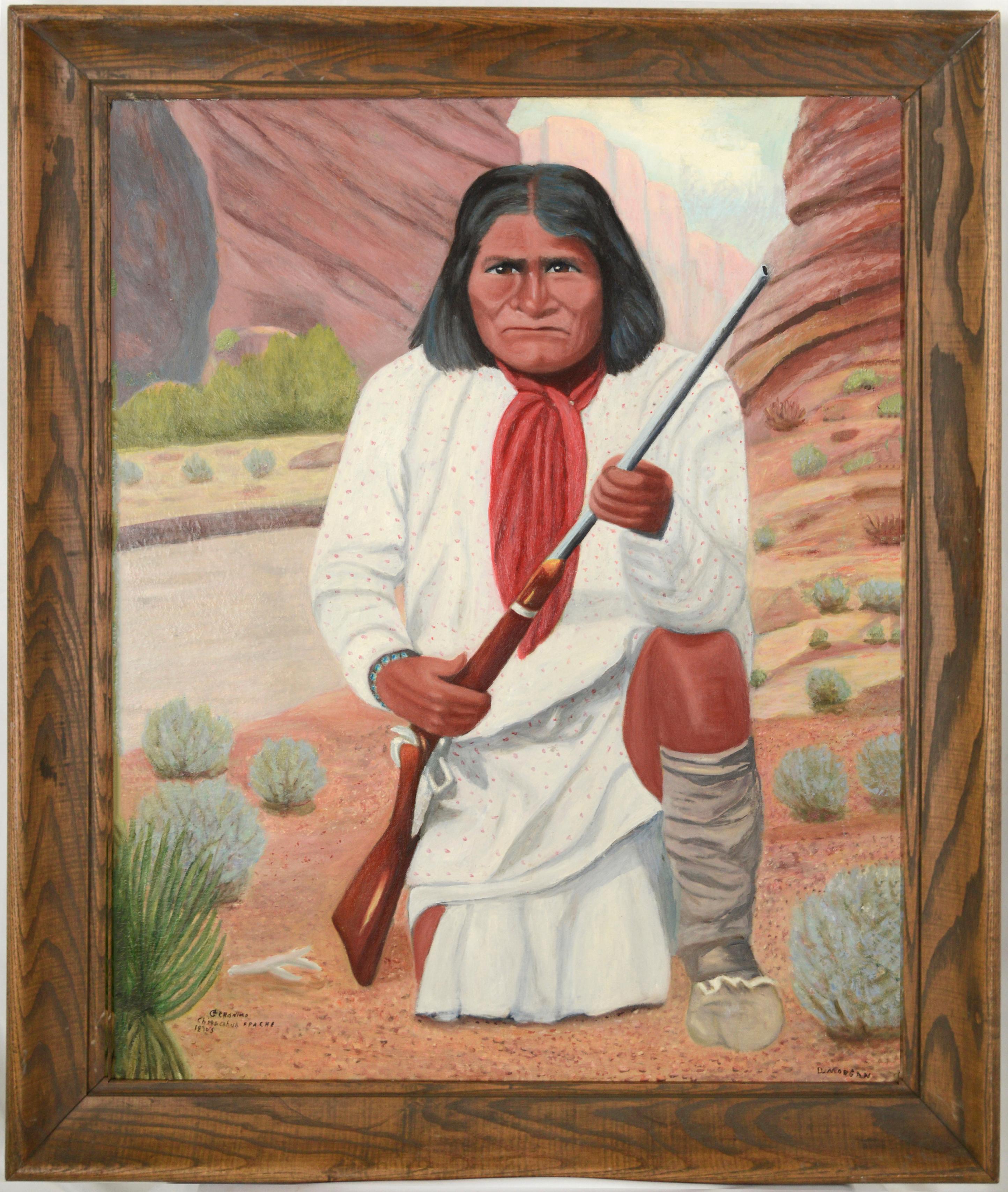 Native American Geronimo 1870s Portrait painted circa 1950s