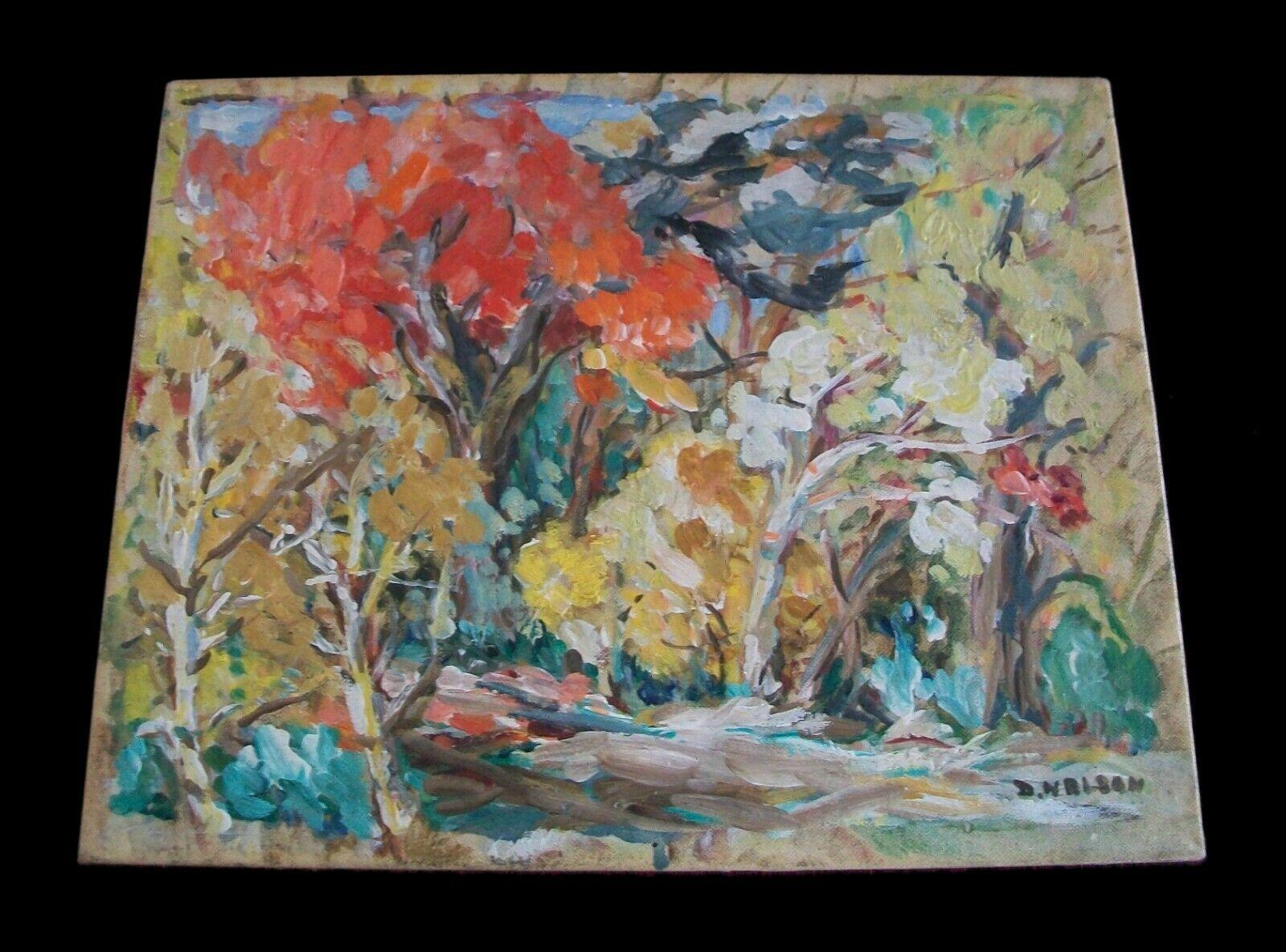 D. Nelson, Expressionist Oil Painting on Panel, Signed, Canada, circa 1950's In Good Condition For Sale In Chatham, ON