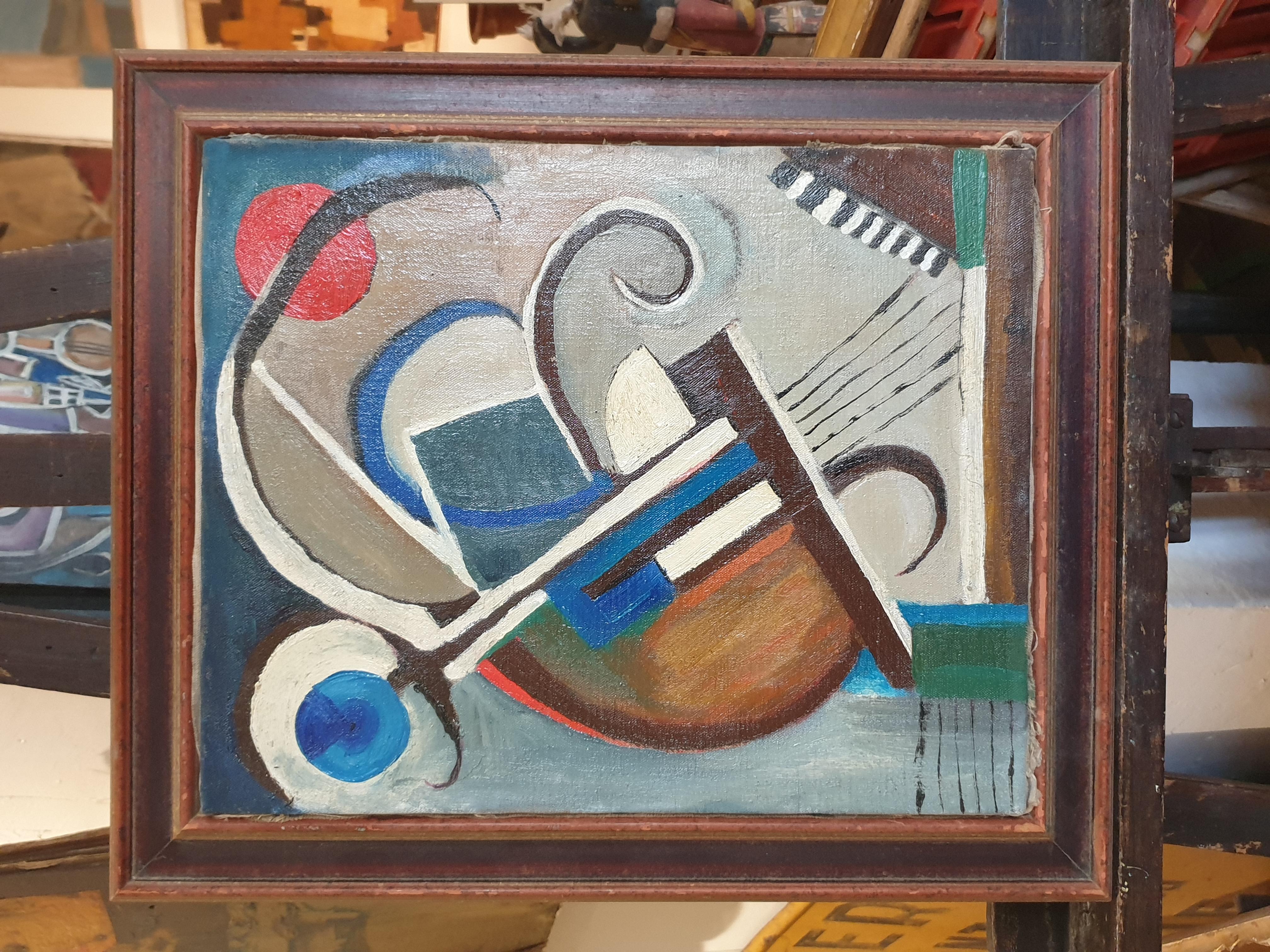 Abstract on a Musical Theme. French Mid Century Oil on Canvas. For Sale 15
