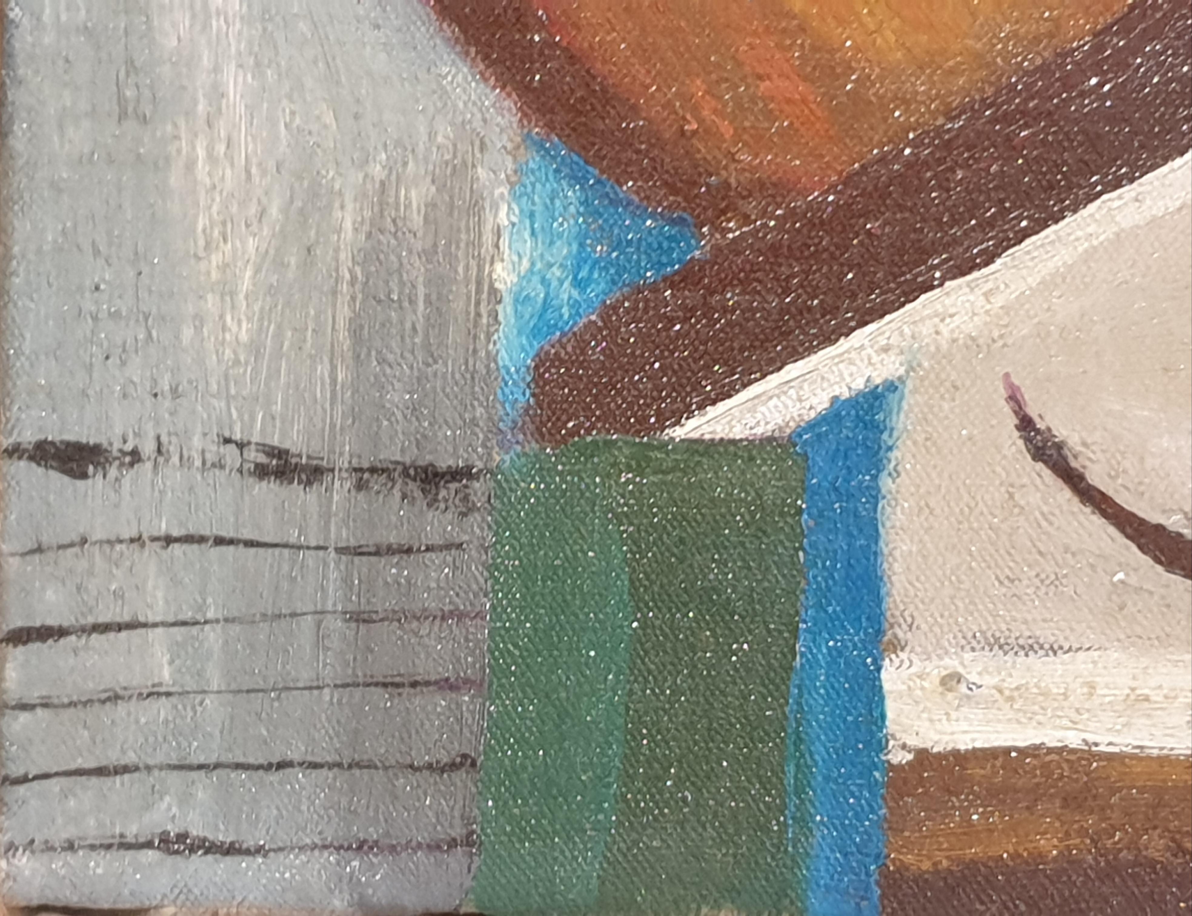 Abstract on a Musical Theme. French Mid Century Oil on Canvas. 2
