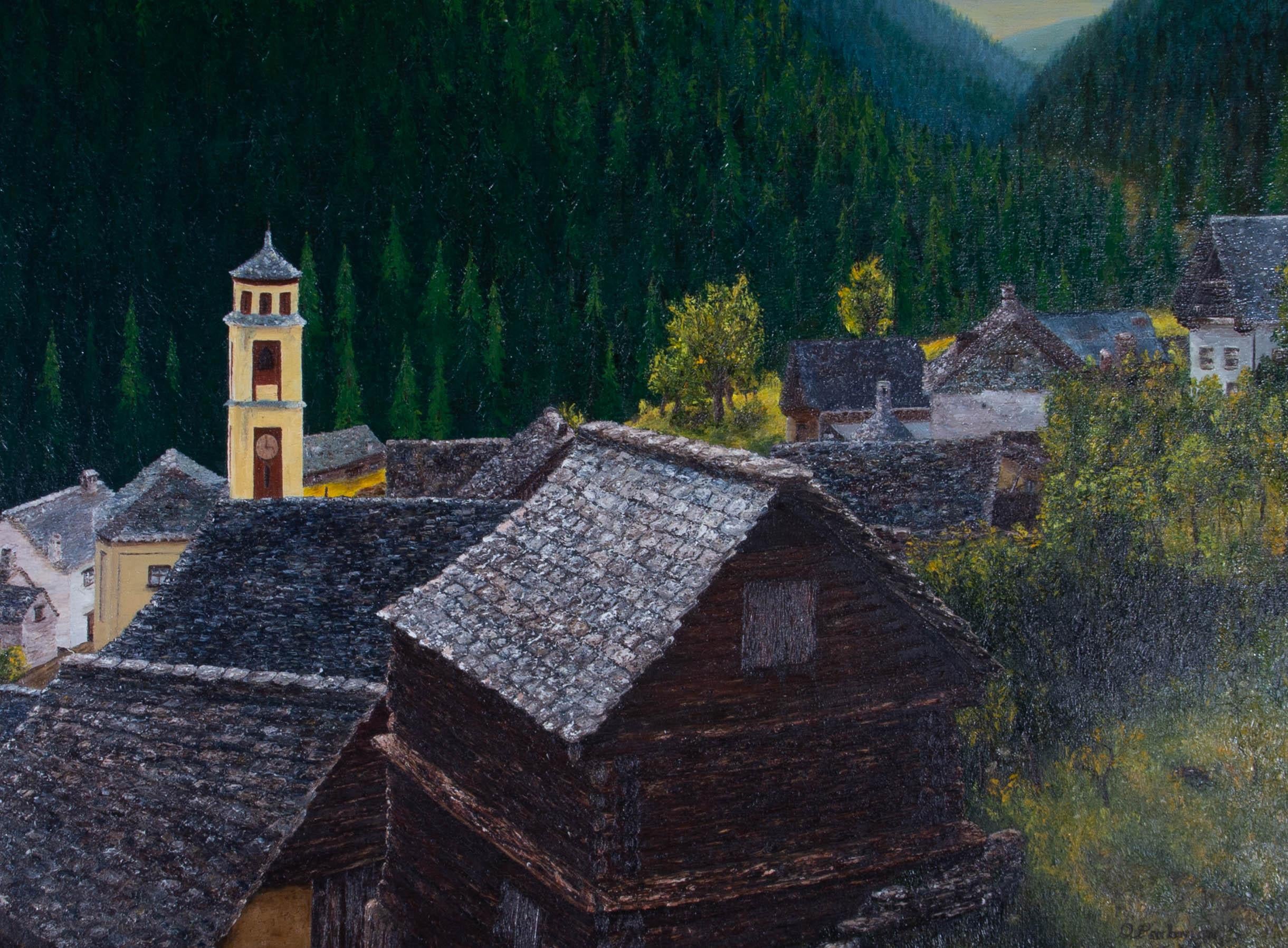 D. Parkman - Óleo grande de 1979, Mountain Haven en venta 1