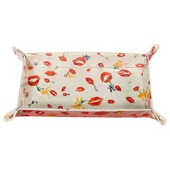 D. Porthault Eight Piece Travel Organizer Set with the Salvador Red Lips Pattern