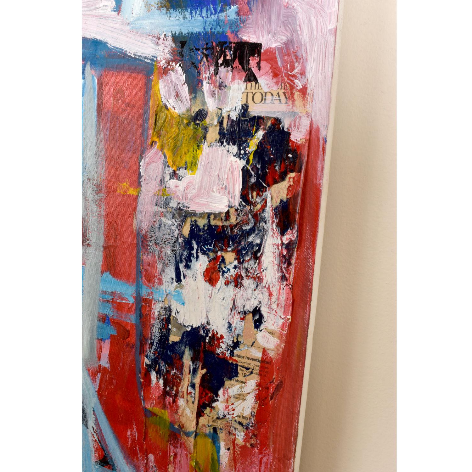 Wood D Puertas Abstract Expressionist Painting in Red Blue and Yellow