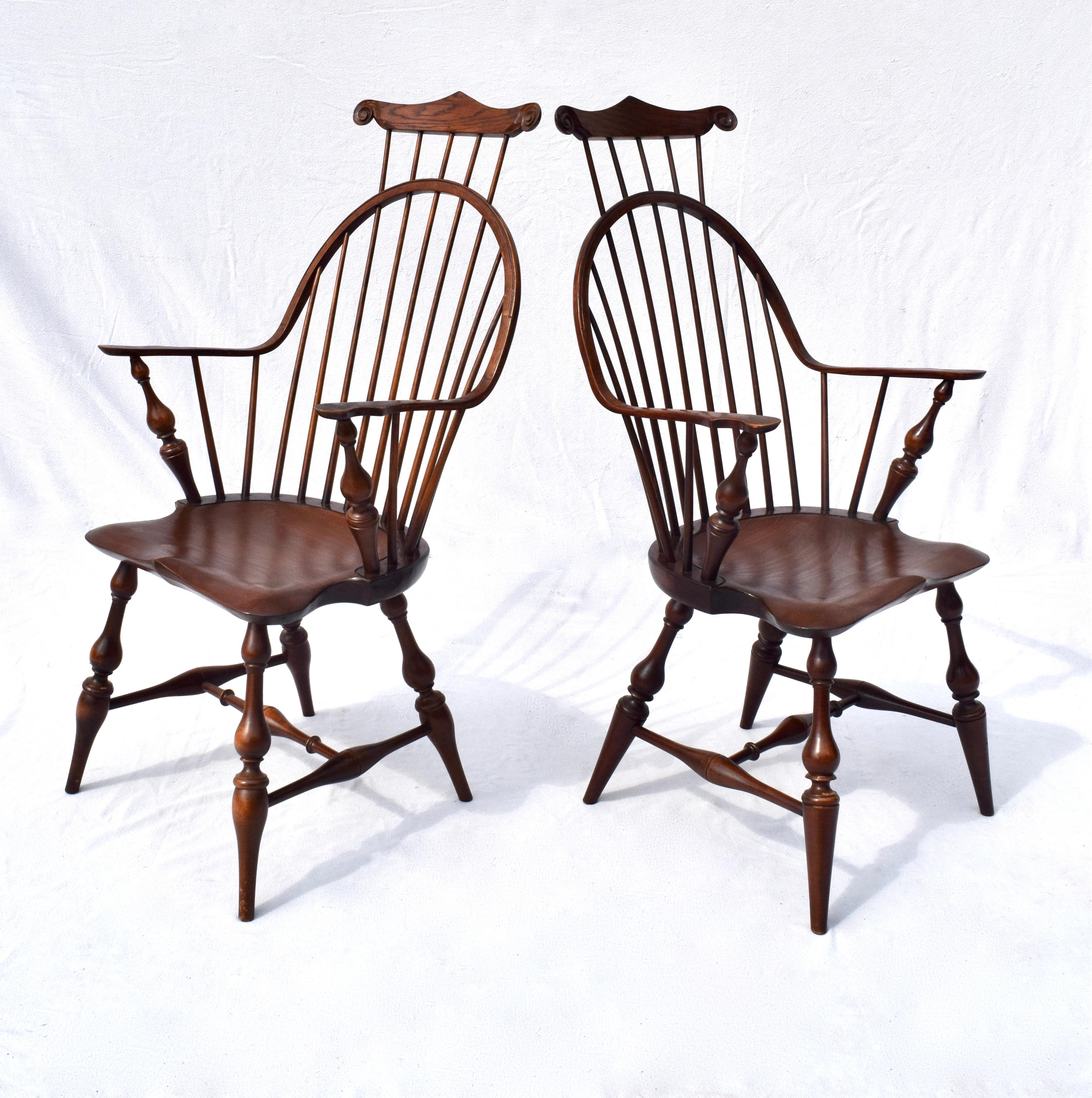 American D R Dimes Continuous Bow Back Arm Dining Chairs