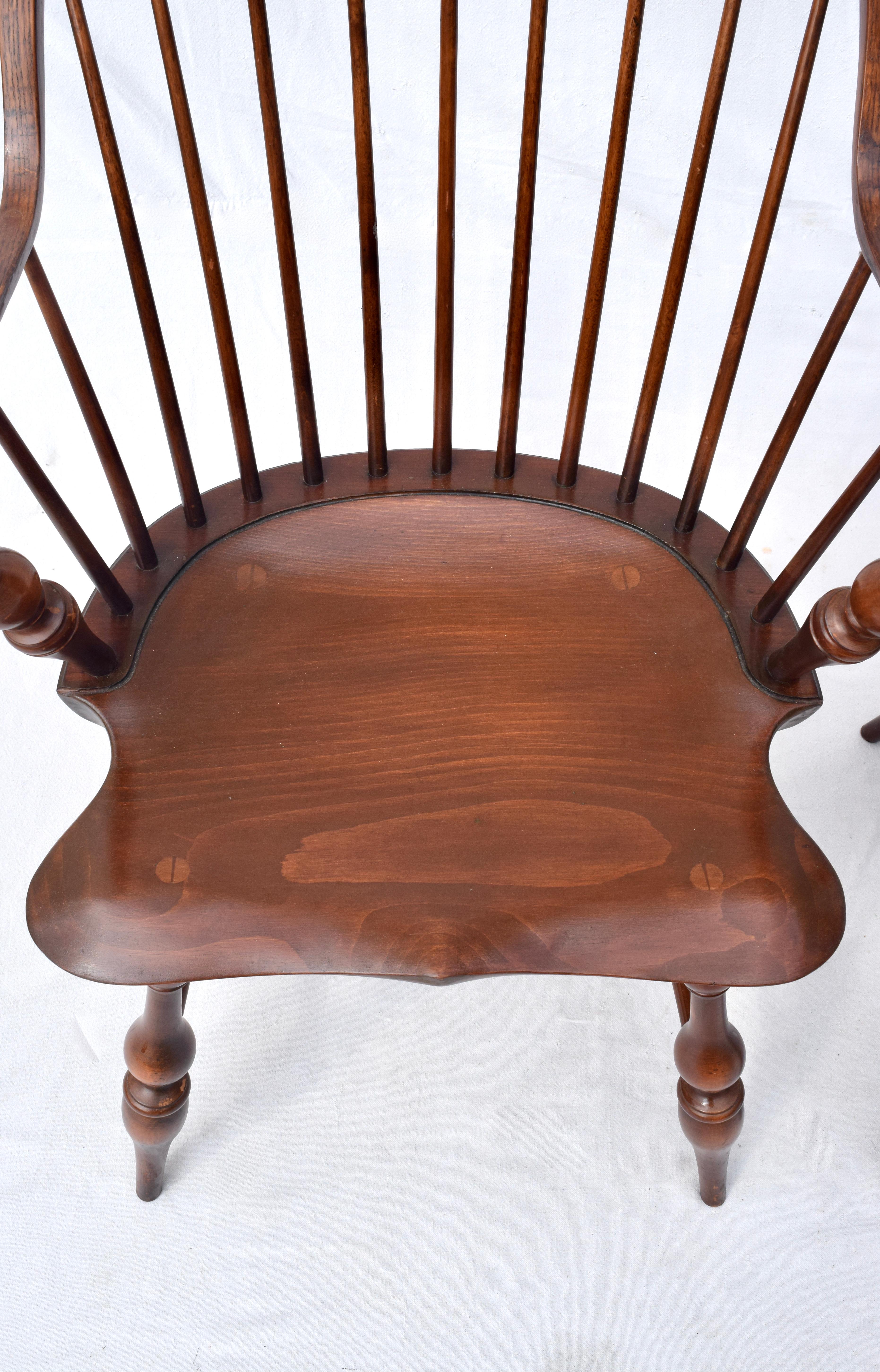 D R Dimes Continuous Bow Back Arm Dining Chairs In Good Condition In Southampton, NJ