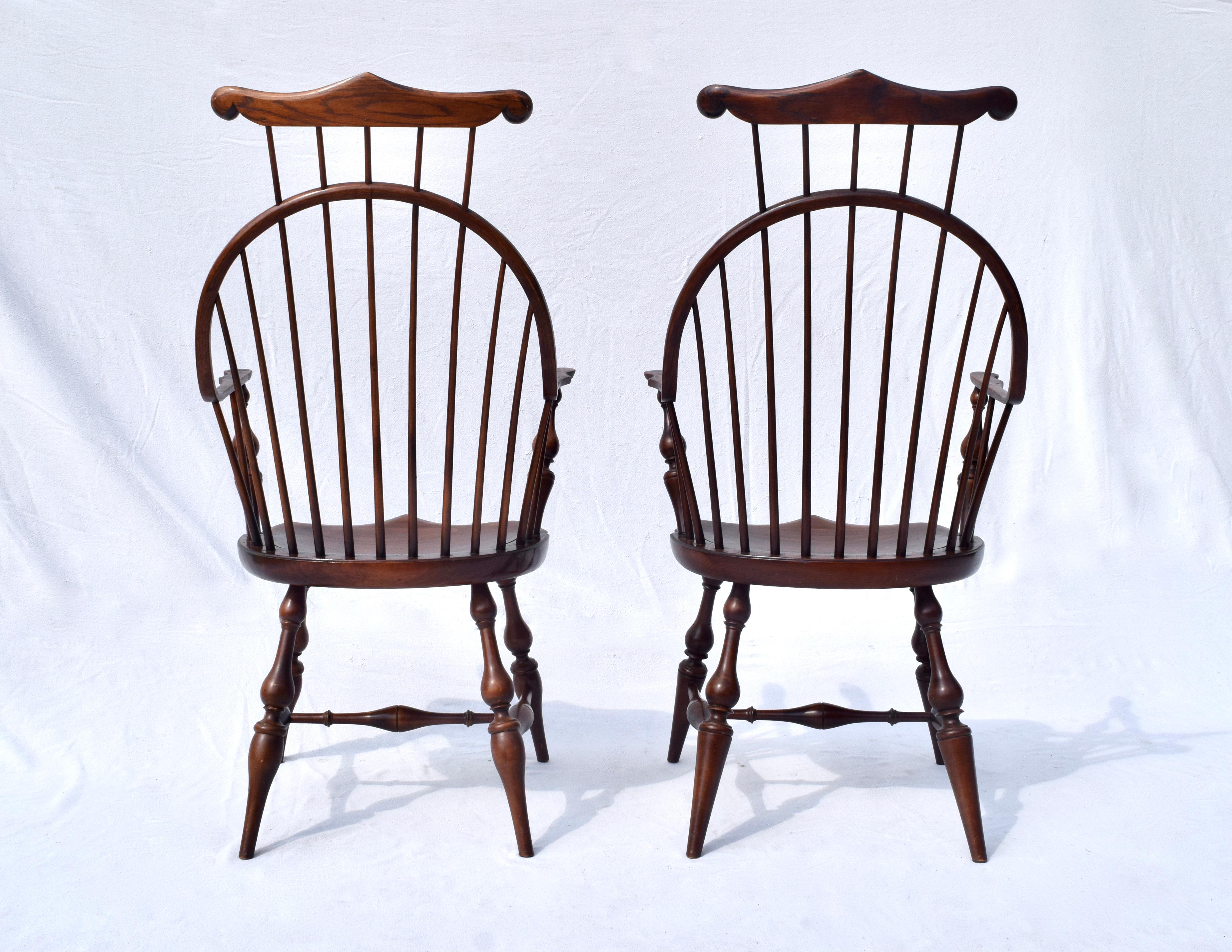 Late 20th Century D R Dimes Continuous Bow Back Arm Dining Chairs