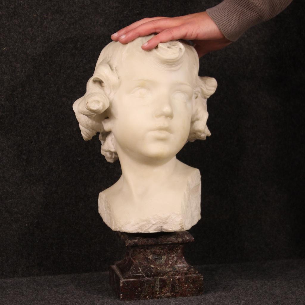 D. Razeti 20th Century Marble Italian Signed Sculpture Cherub Head, 1900 8