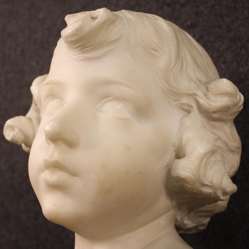 D. Razeti 20th Century Marble Italian Signed Sculpture Cherub Head, 1900 2