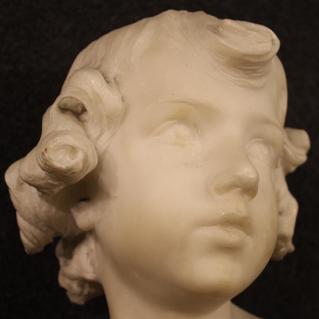 D. Razeti 20th Century Marble Italian Signed Sculpture Cherub Head, 1900 3