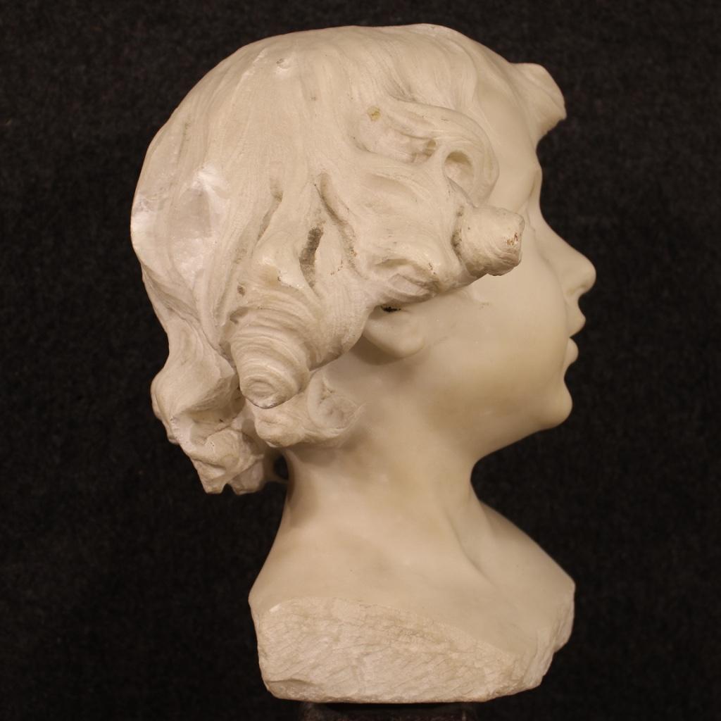 D. Razeti 20th Century Marble Italian Signed Sculpture Cherub Head, 1900 5