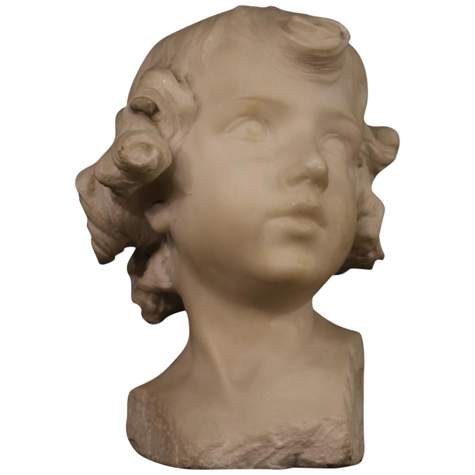 D. Razeti 20th Century Marble Italian Signed Sculpture Cherub Head, 1900
