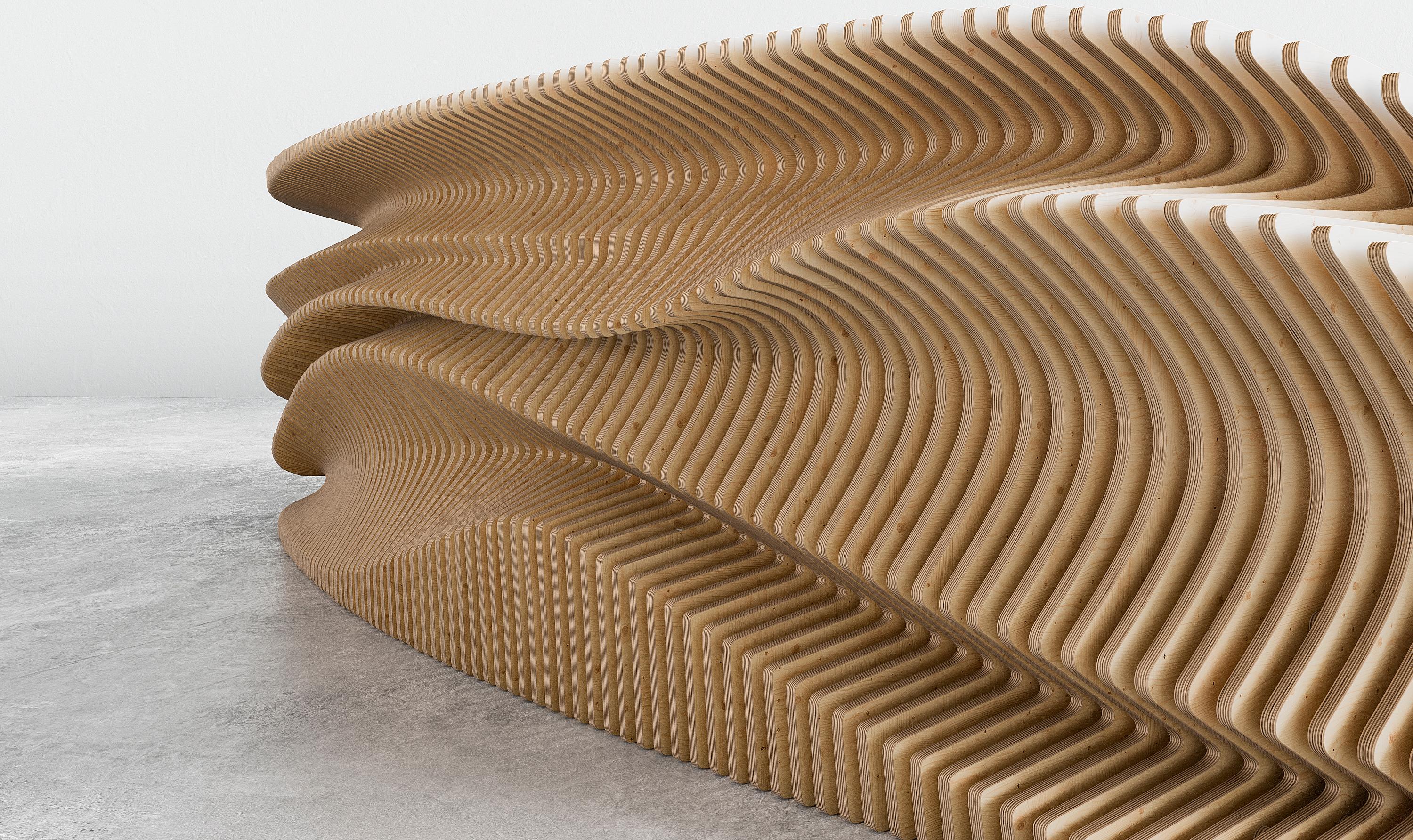 Plywood D reception desk For Sale