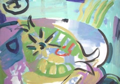 Large Scale Abstracted Still Life with Fish, in the Style Of Henri Matisse