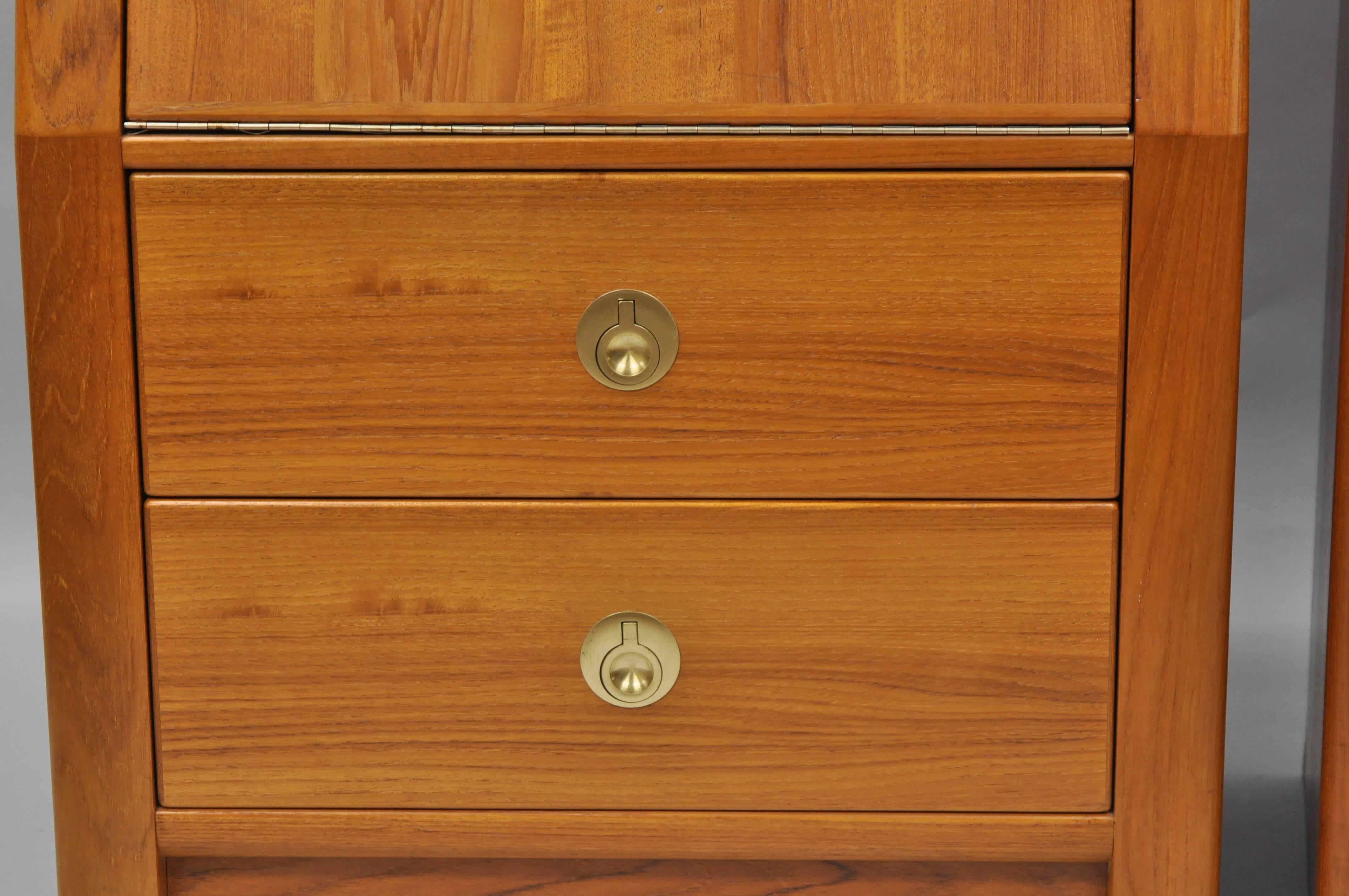 Mid-Century Modern D-Scan Captain Line Pair of Danish Modern Style Teak Nightstands Bedside Tables