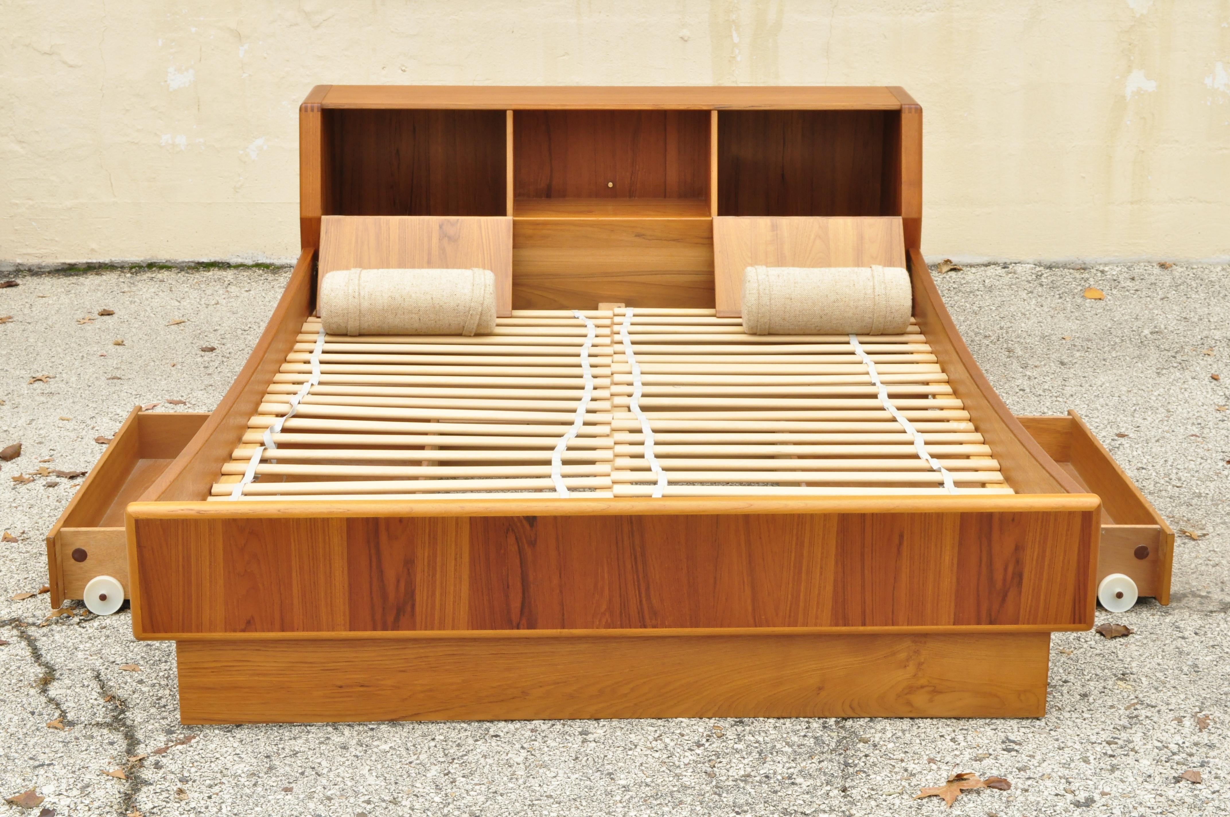 teak platform bed with storage