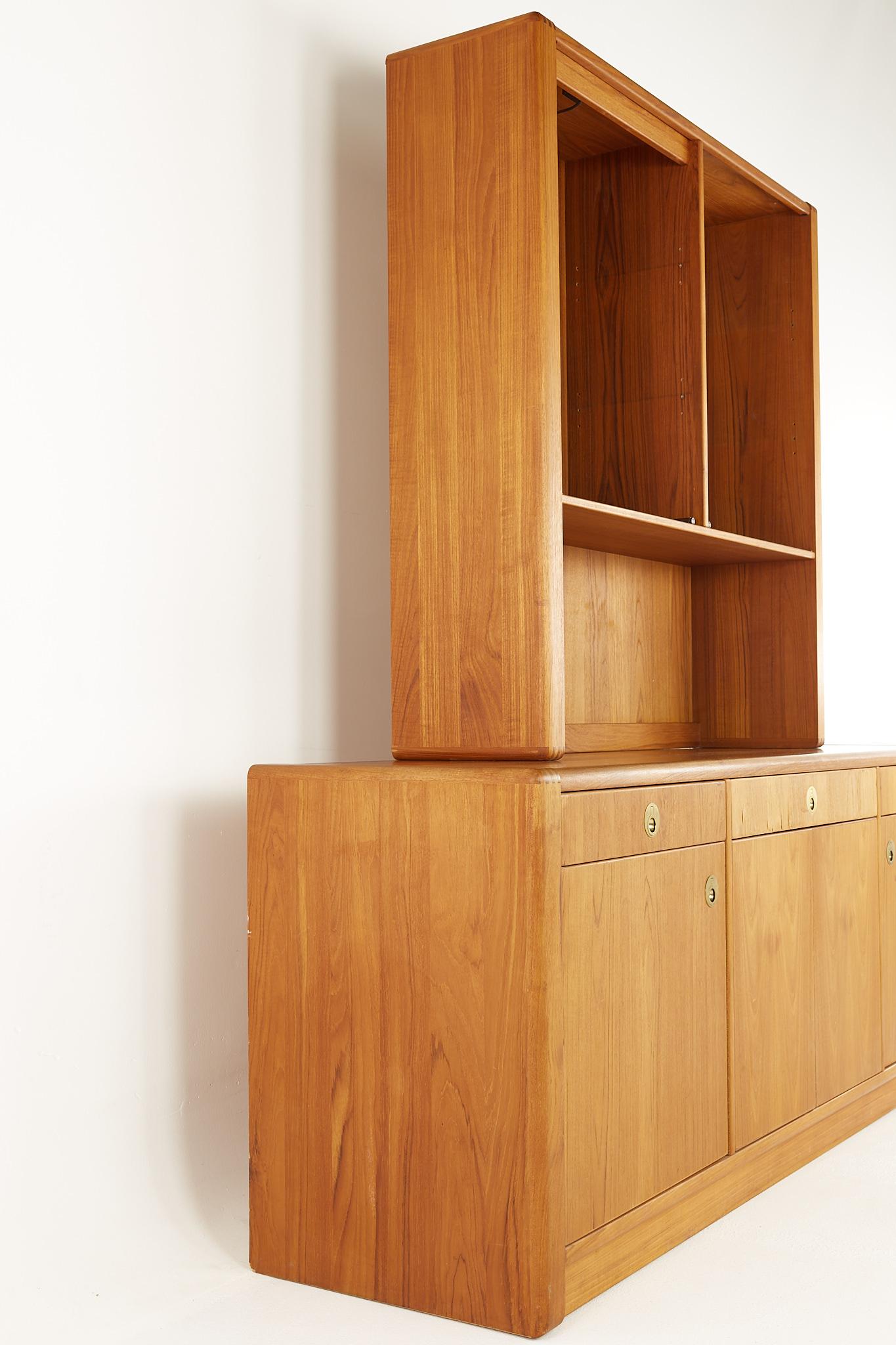 Danish D Scan Mid Century Teak and Brass Buffet and Hutch