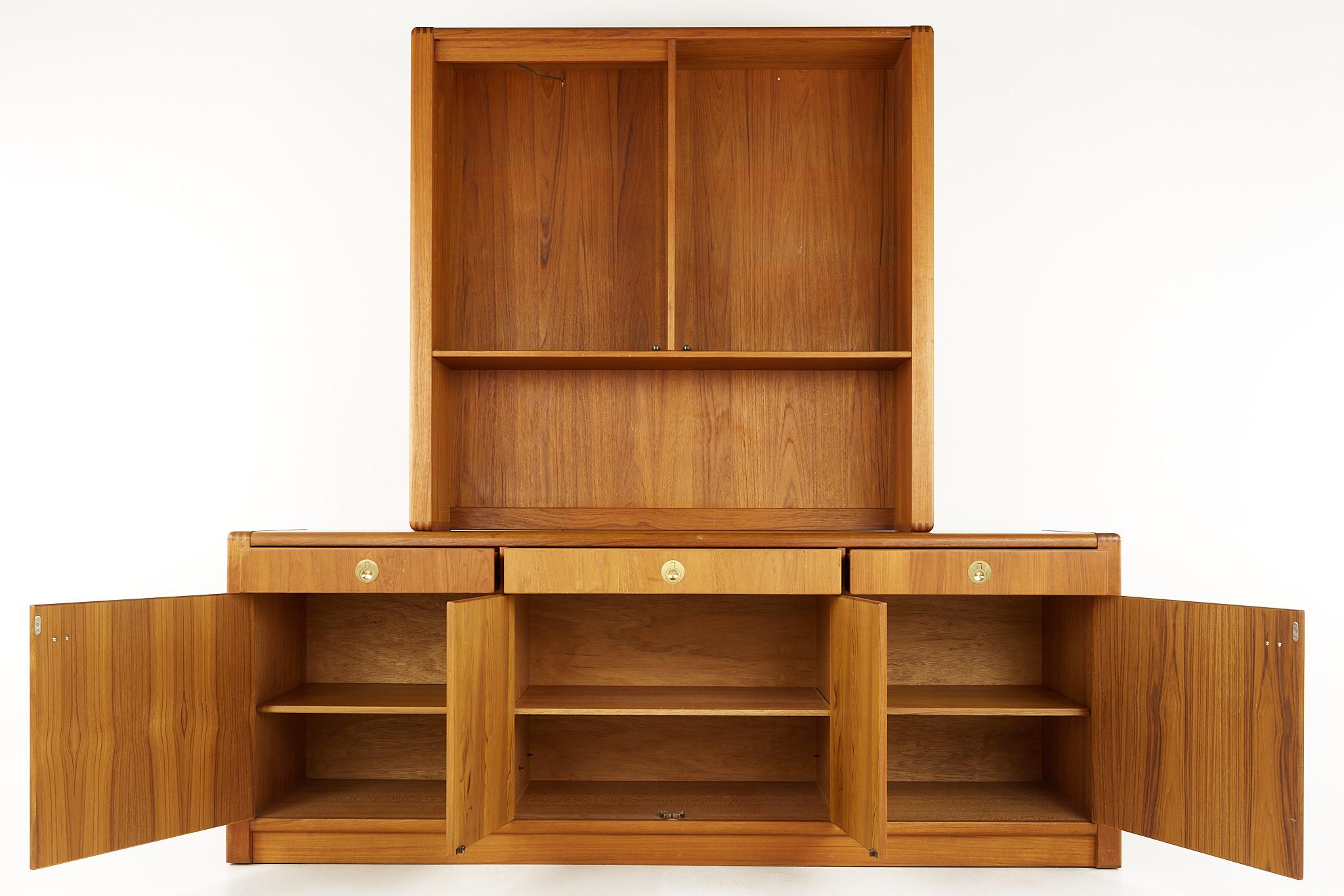 Late 20th Century D Scan Mid Century Teak and Brass Buffet and Hutch