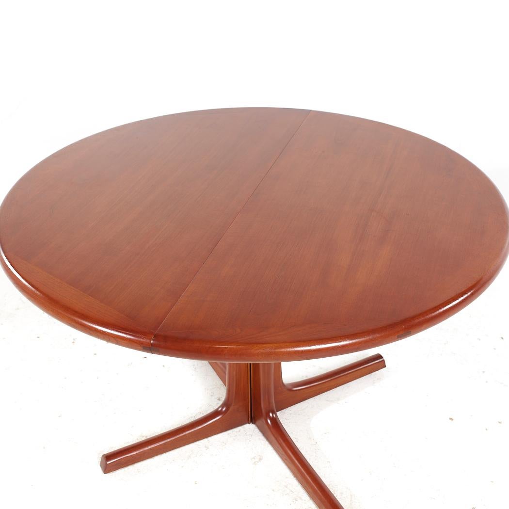 Danish D Scan Mid Century Teak Expanding Dining Table with 2 Leaves For Sale