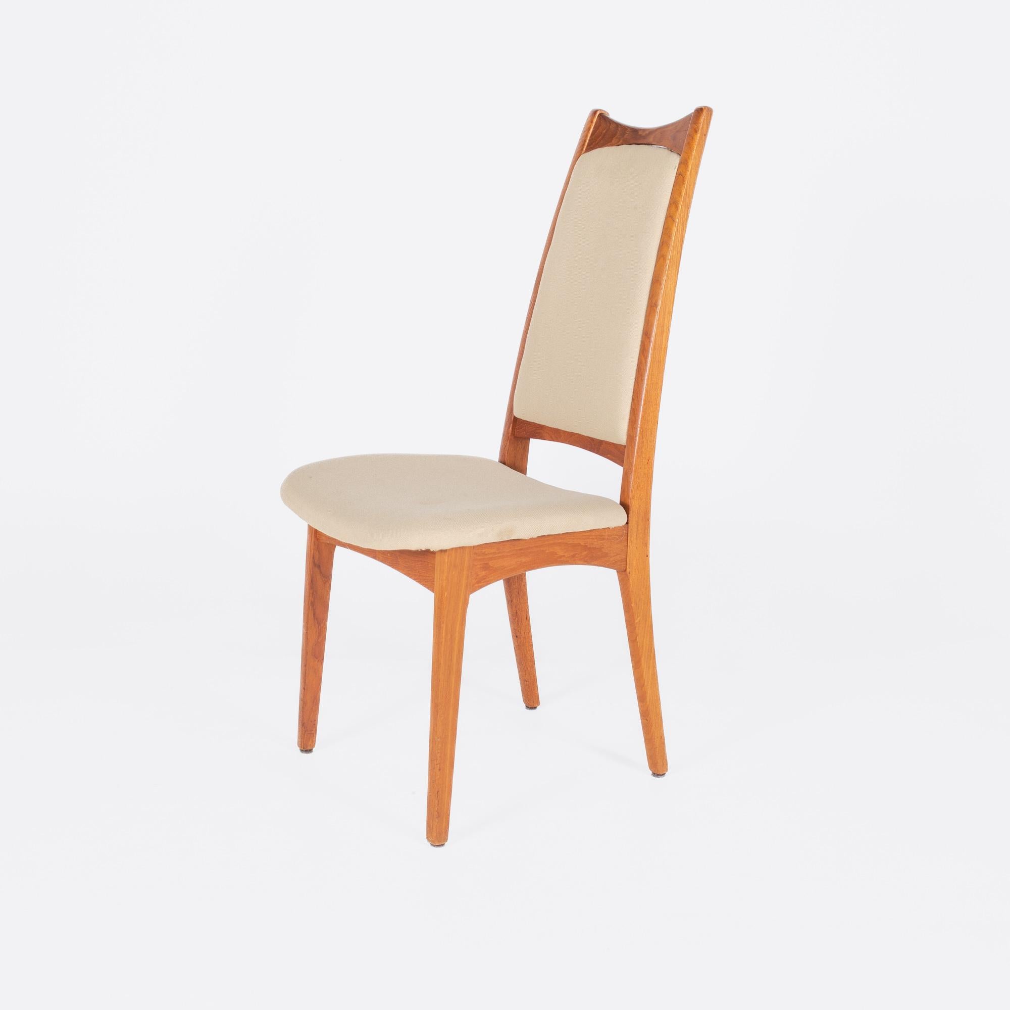 Mid-Century Modern D Scan Style Mid Century High Back Teak Dining Chairs, Set of 4 For Sale