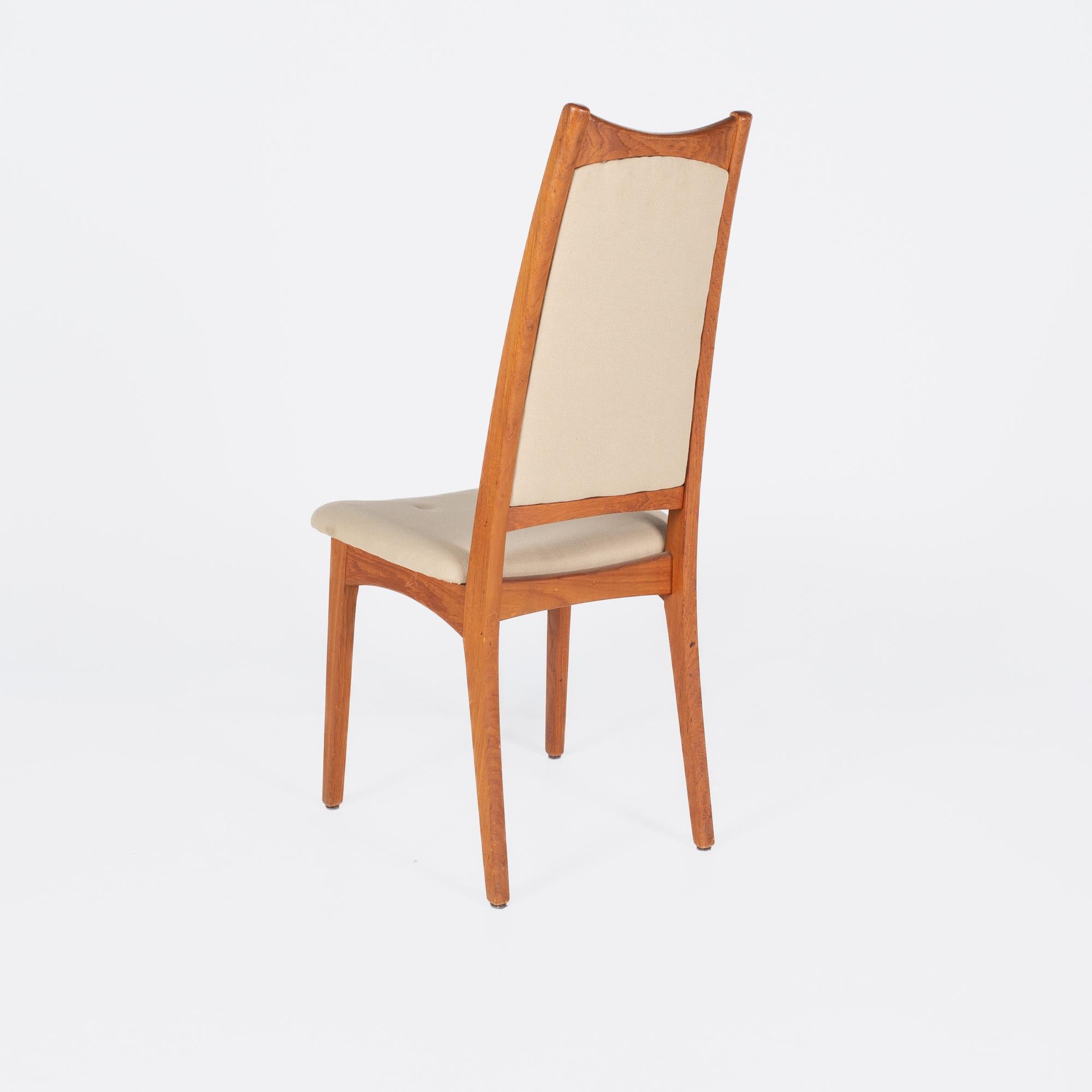 Late 20th Century D Scan Style Mid Century High Back Teak Dining Chairs, Set of 4 For Sale