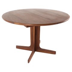 D Scan Style Mid Century Teak Pedestal Base Round Dining Table