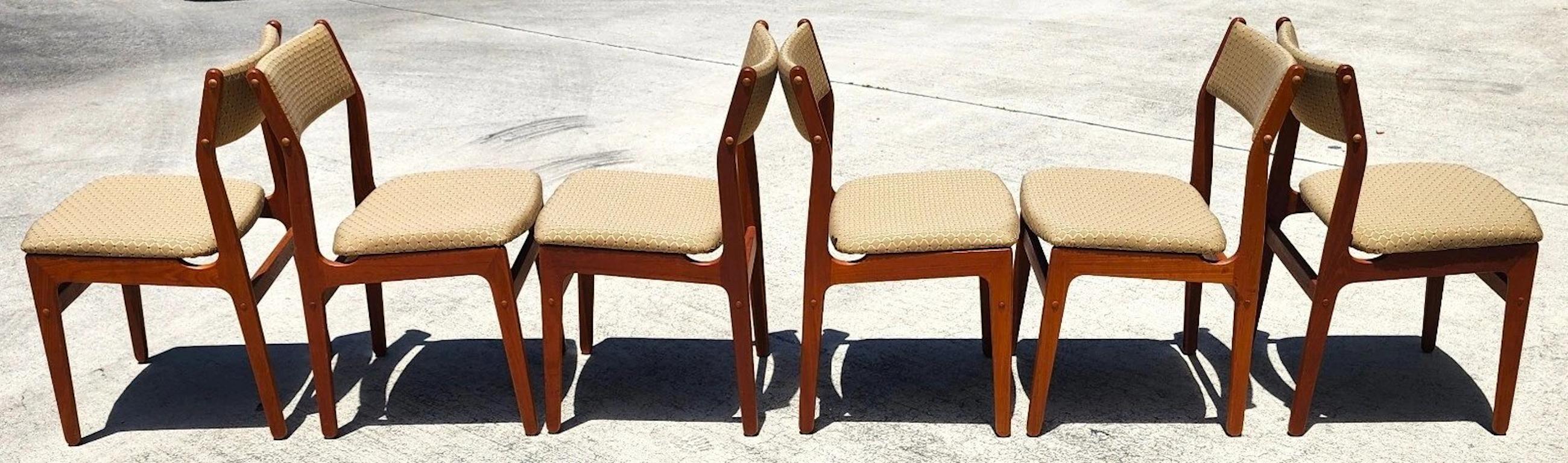 D Scan Sedie da pranzo in teak &New Tappezzeria Danese Moderno Set di 6 in vendita 6
