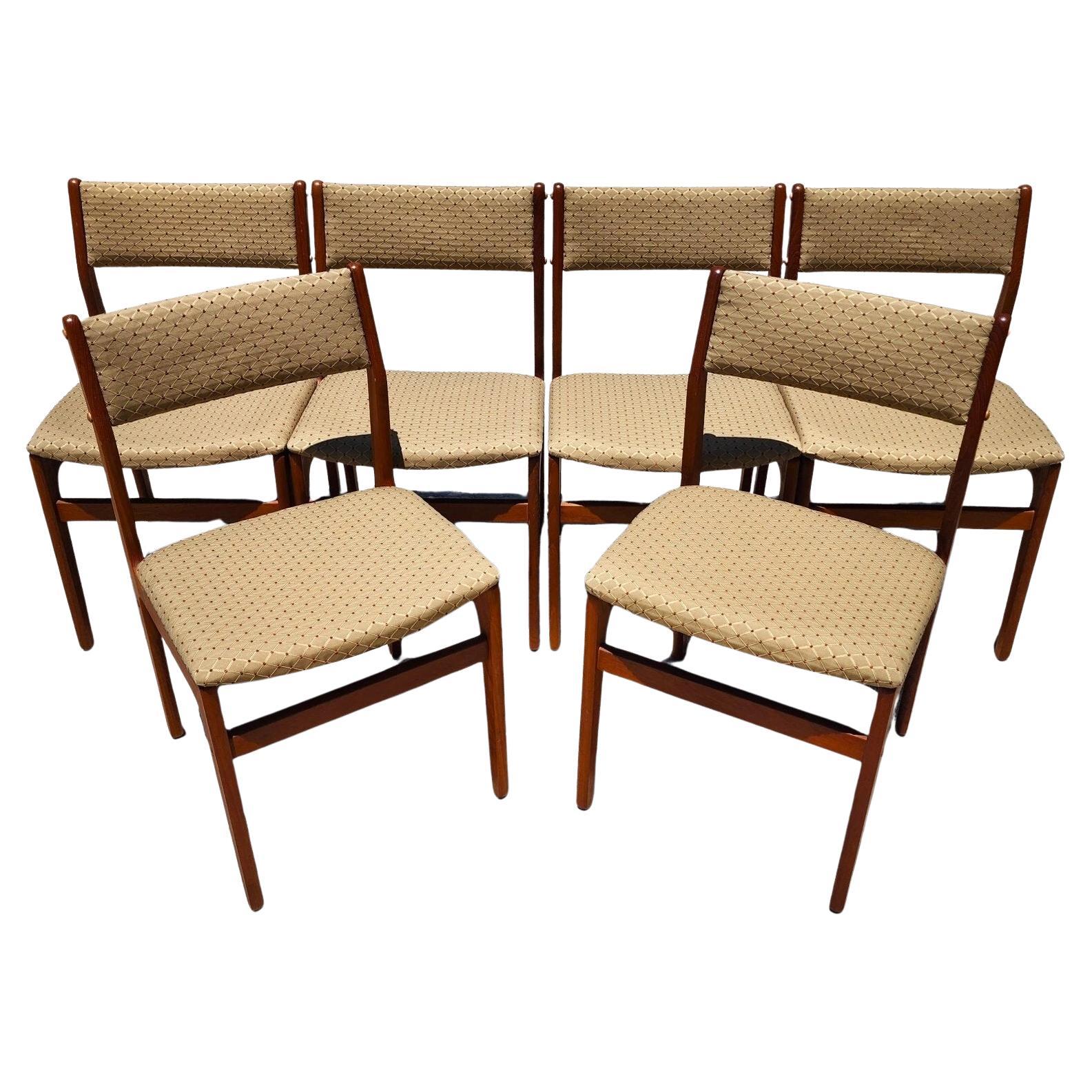 D Scan Sedie da pranzo in teak &New Tappezzeria Danese Moderno Set di 6 in vendita
