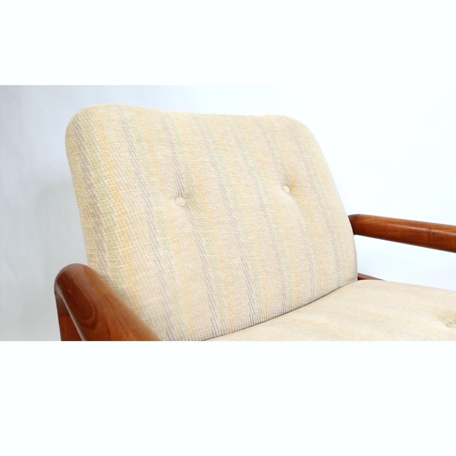 Fabric D-Scan Vintage Solid Teak Danish Modern Lounge Chair