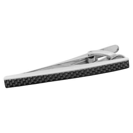 D-Shape Tie Clip with Black Carbon Fibre For Sale