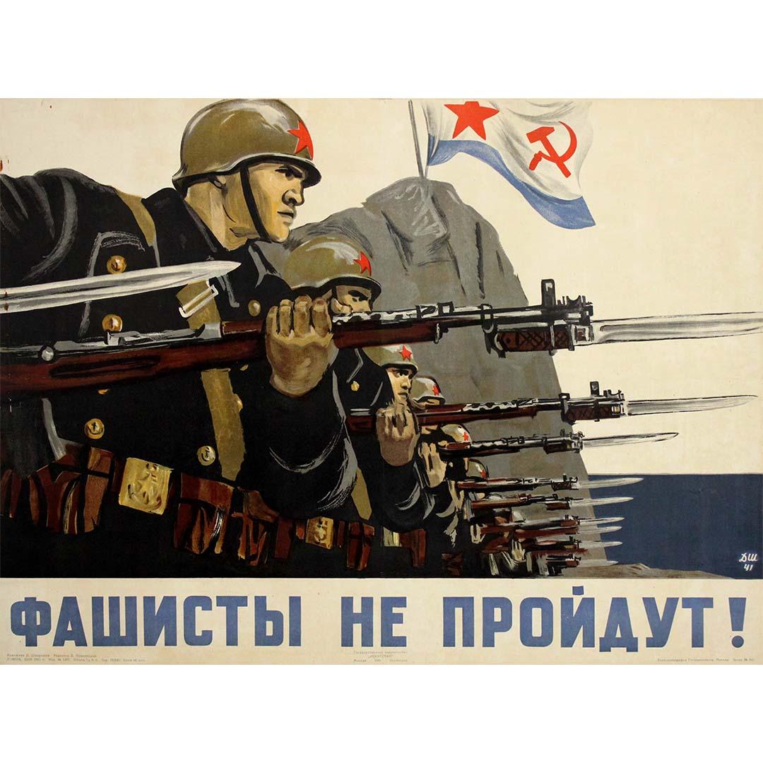 1941 original Soviet Poster – Shmarinov “The fascists shall not pass!”