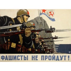 1941 original sowjetisches Plakat - Schmarinow "Die Faschisten werden nicht durchkommen!"