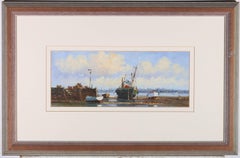 D. Short - Signed Mid 20th Century Oil, Boats at Sunrise