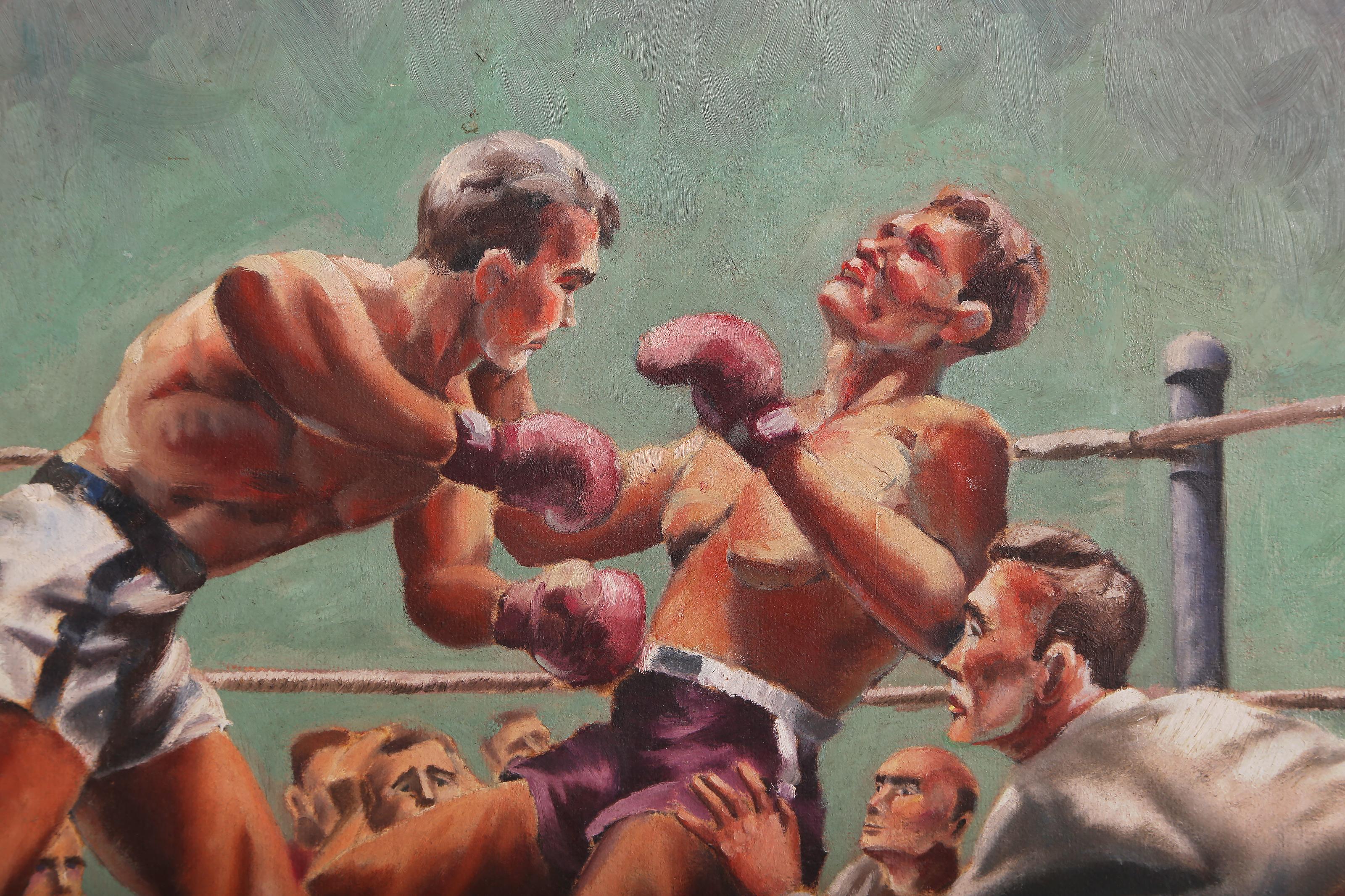 The Knockout, Boxing Illustration by Chod Stine For Sale 2