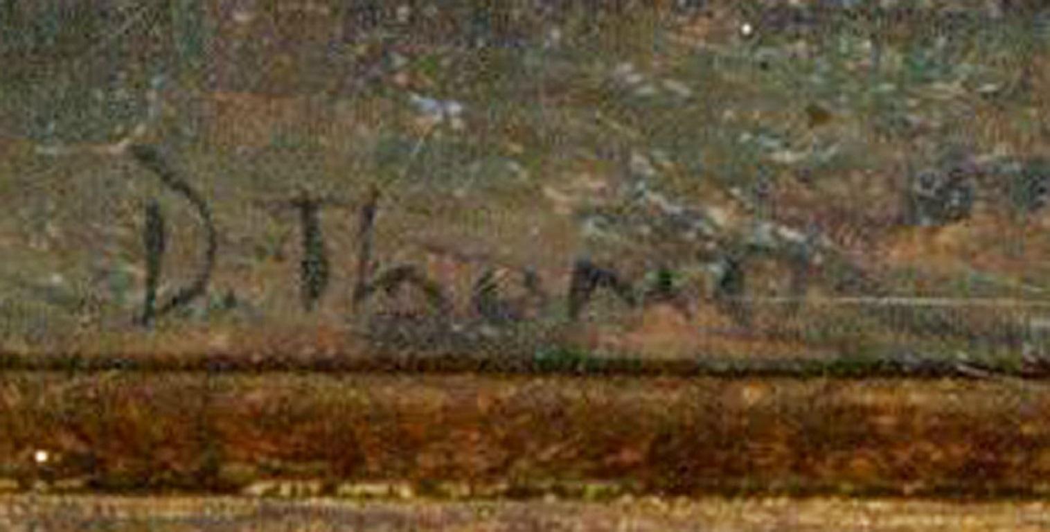D. Thomas - Olio contemporaneo, Scena di strada olandese, Pomeriggio nuvoloso 3