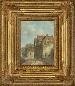 D. Thomas – Zeitgenössisches Ölgemälde, niederländische Straßenszene, neben dem Canal