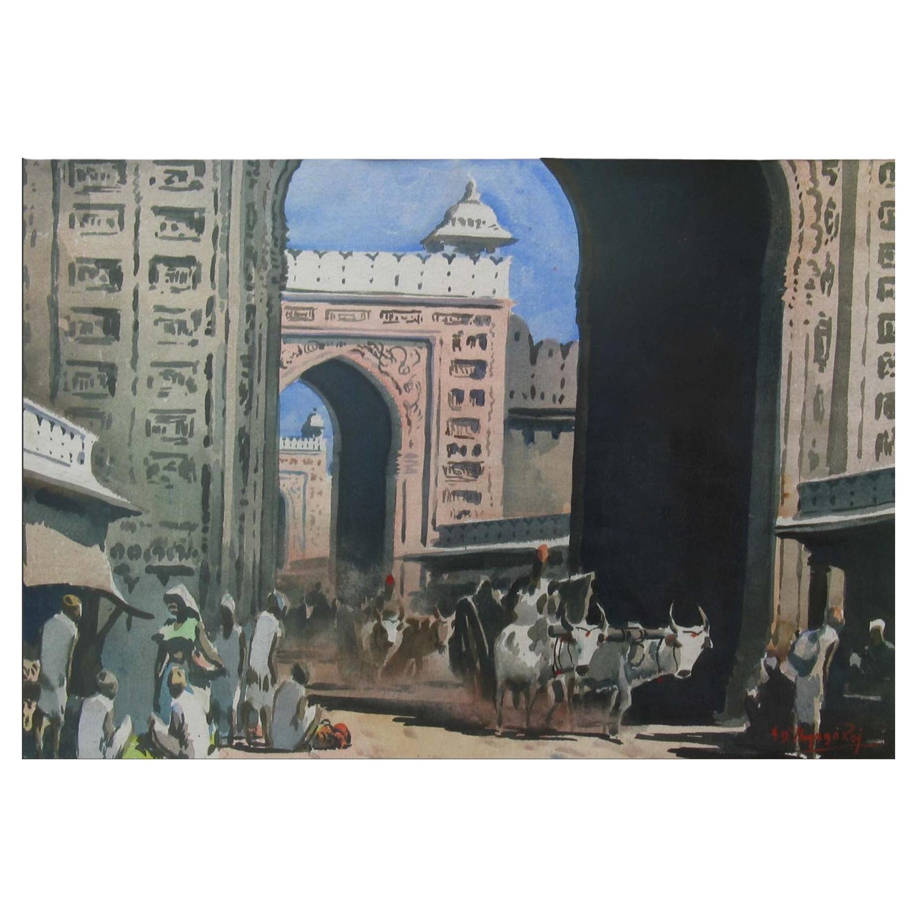 D. Thyaga Raj 1922 - 1981 Mughal Framed Watercolour on paper For Sale