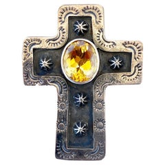 D. Vazquez Cross with Citrine Gemstone Southwestern Sterling Silver