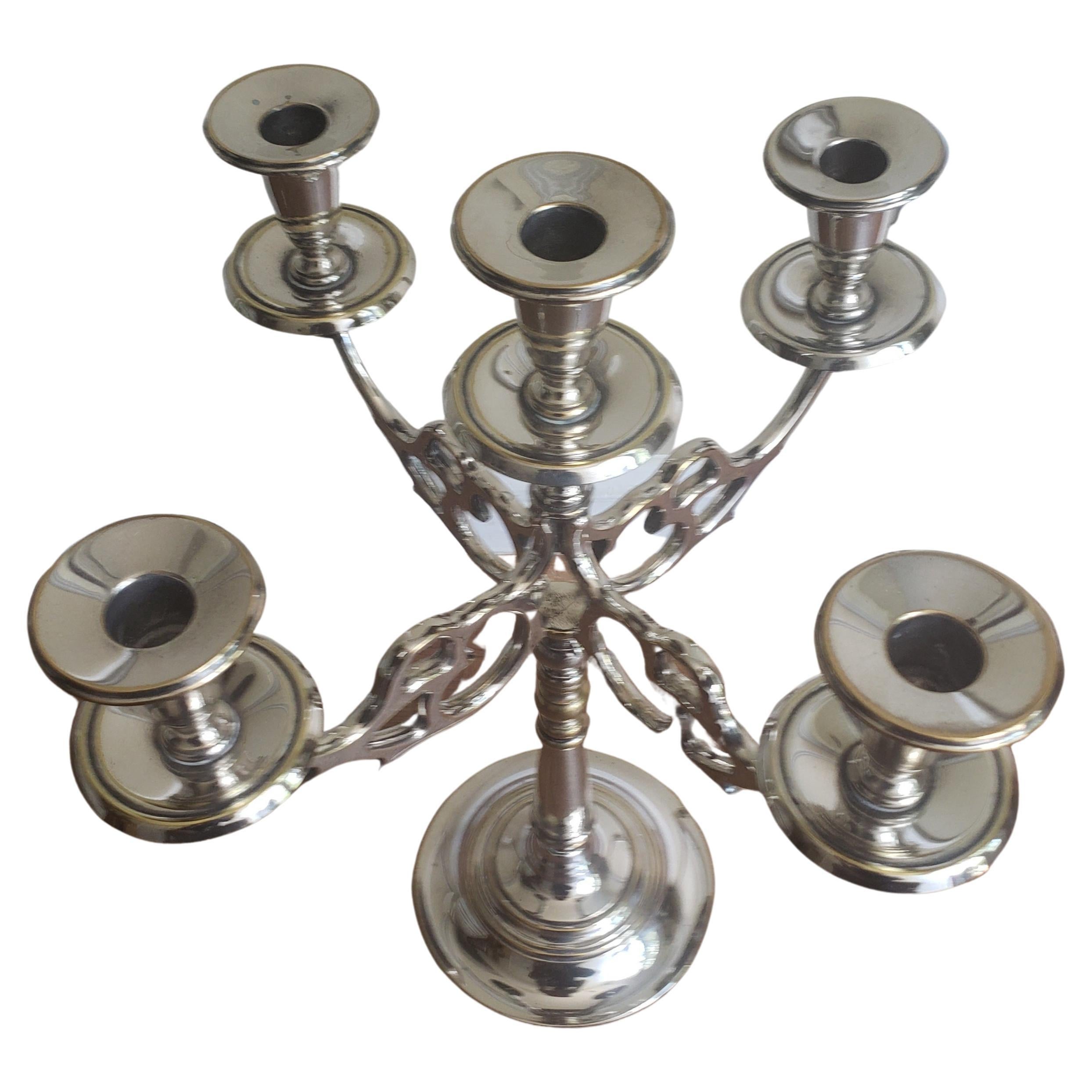 D. W. Haber And Son New York silver plated art nouveau silver plated 5 arm candelabrum in very good vintage condition. Measures 14