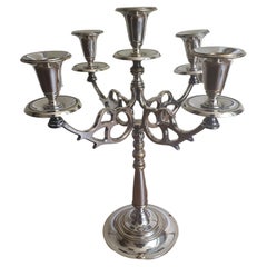 D. W. Haber e Hijo Plateado  Candelabro Art Nouveau plateado de 5 brazos