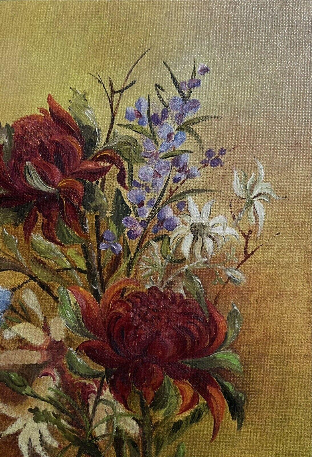 Pittura ad olio con fiori selvatici australiani firmata Natura morta, incorniciata - Still-Life Painting Marrone di D. Warne
