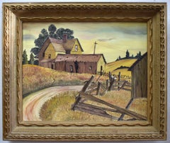 "FARMHOUSE AND BARN" FRAMED 22 X 24