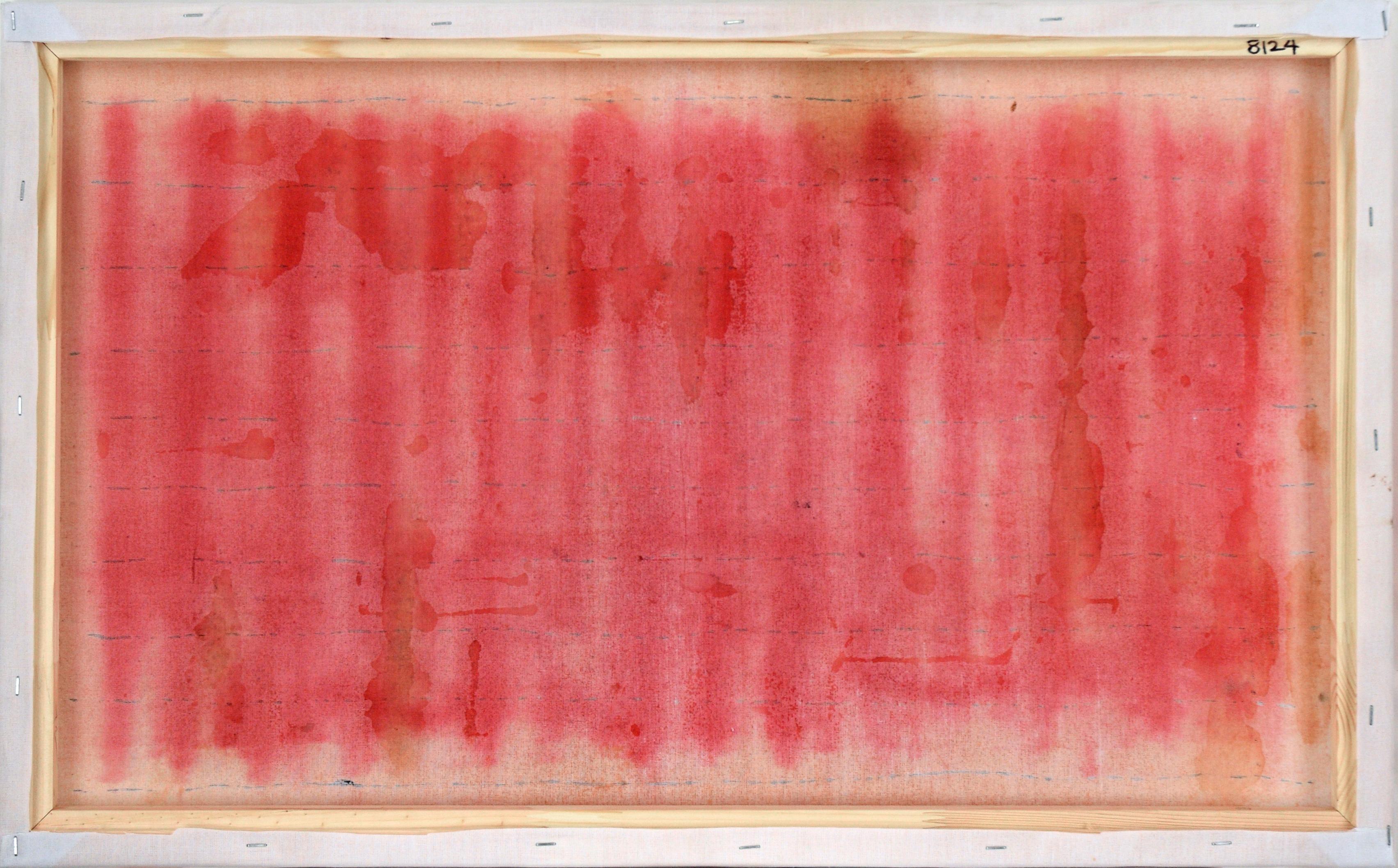 Black Lines Across a Red Field - Abstract Composition on Starched Linen 5