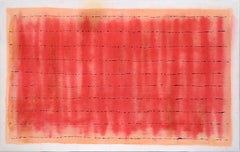 Black Lines Across a Red Field - Abstract Composition on Starched Linen