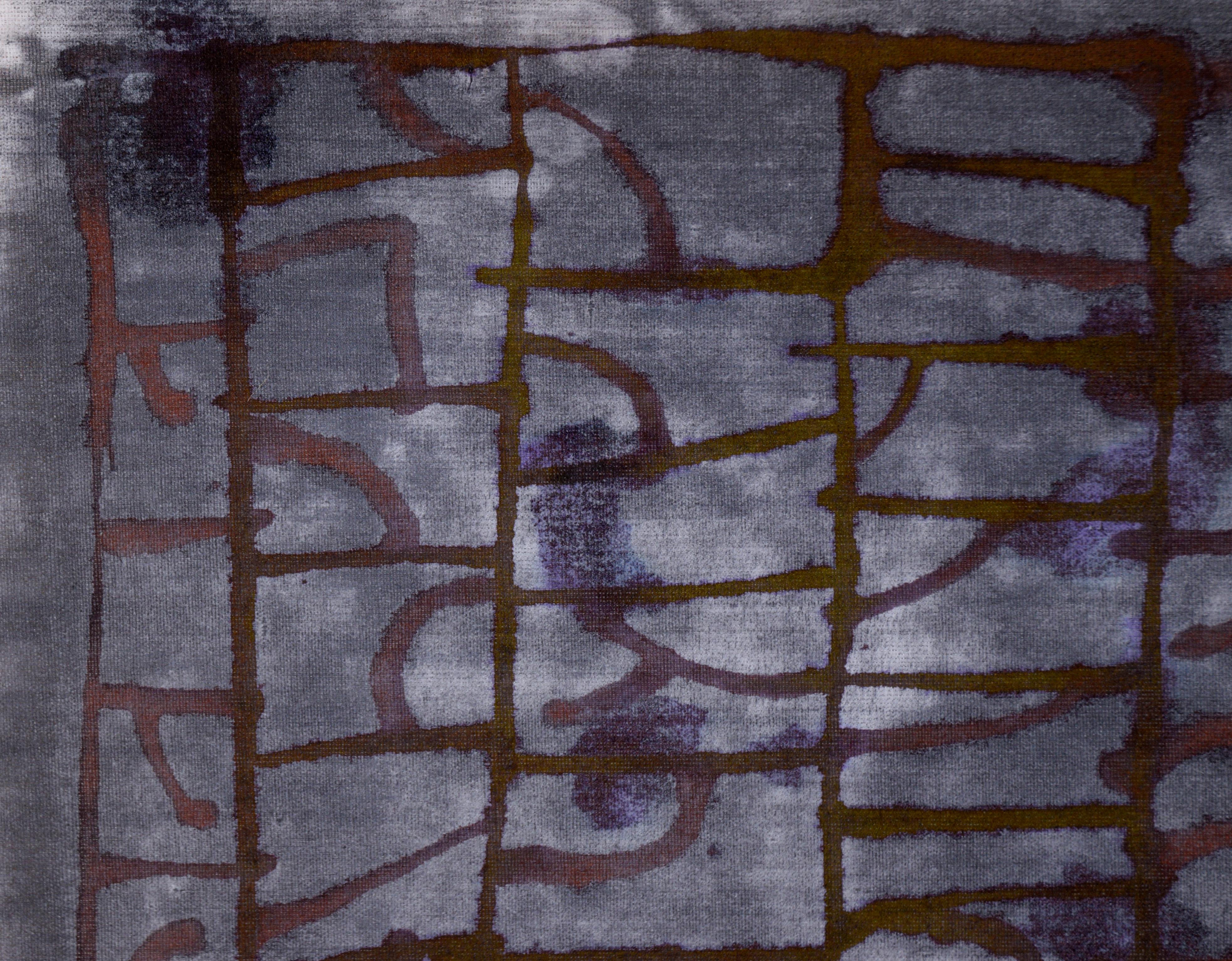 Red Lattice - Abstract Composition on Linen by D. Whalen - Painting by D Whalen