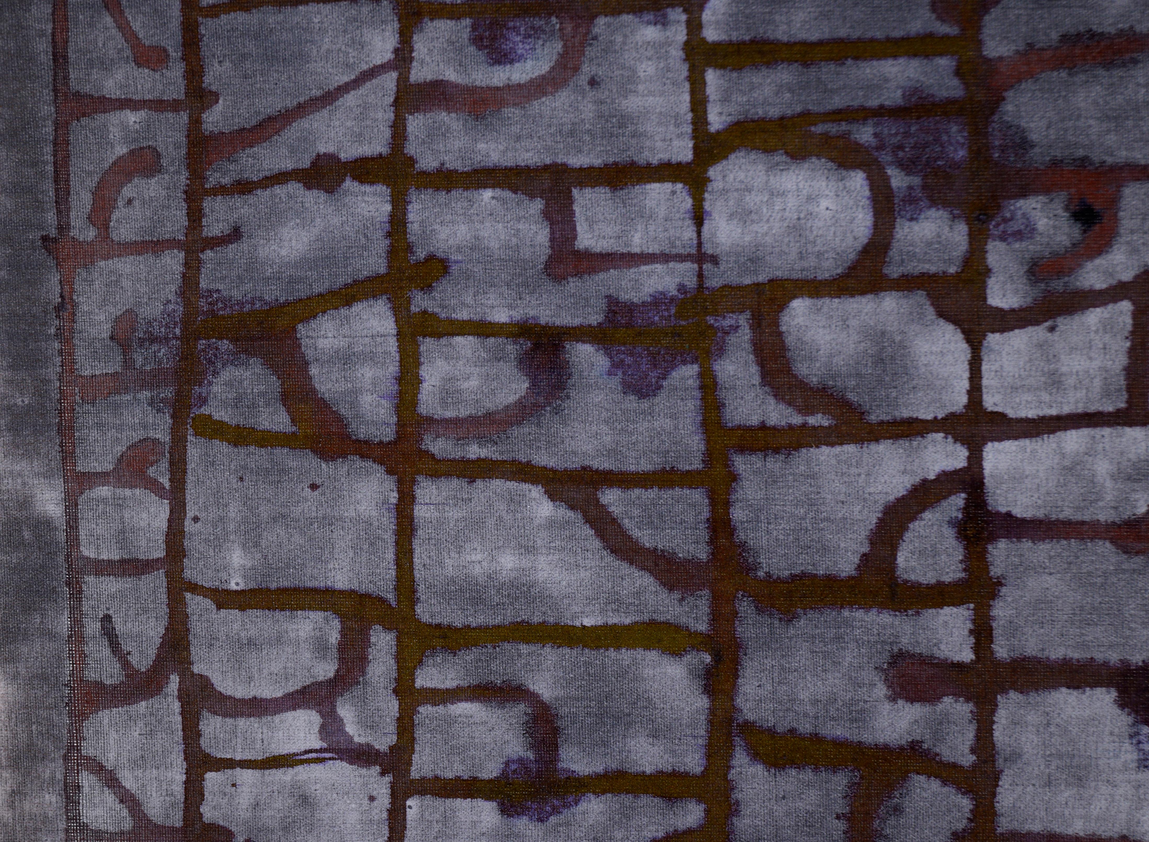 Red Lattice - Abstract Composition on Linen by D. Whalen - Abstract Expressionist Painting by D Whalen