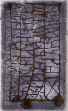 Red Lattice - Composizione astratta su lino di D. A. Whalen